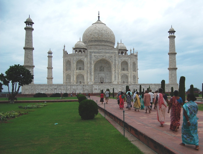 Tourists at the Taj Mahal, India Tourists at the Taj Mahal, India