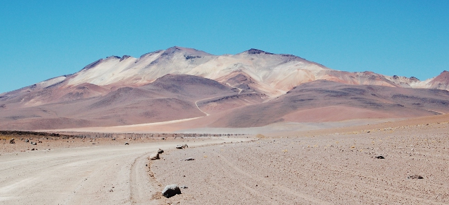 Painted mountains on Salt Flats tour, Bolivia