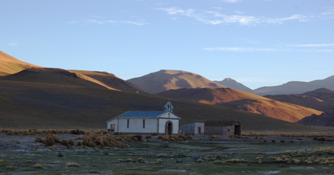 View from night one's accommodations on salar de uyuni tour