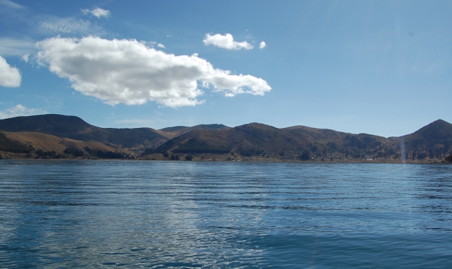 View from the boat on way out to Isla del Sol View from the boat on way out to Isla del Sol on Lake Titicaca