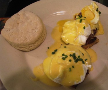 Crab Cakes Benedict at Surrey's in New Orleans Crab Cakes Benedict at Surrey's in New Orleans