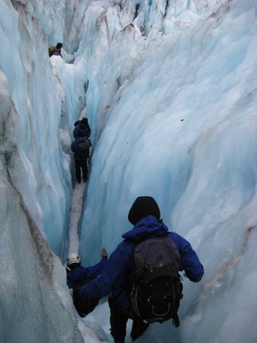 Descending Franz Josef Glacier in New Zealand Descending Franz Josef Glacier in New Zealand