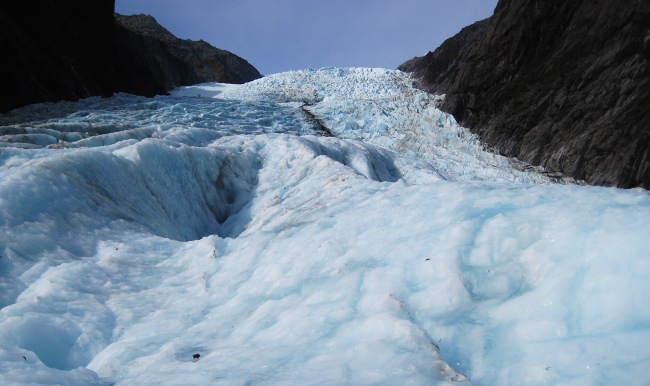 Looking up at Franz Josef Glacier in New Zealand Looking up at Franz Josef Glacier in New Zealand