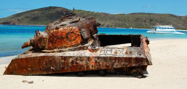Tank on the beach at Culebra Island, Puerto Rico Tank on the beach at Culebra Island, Puerto Rico