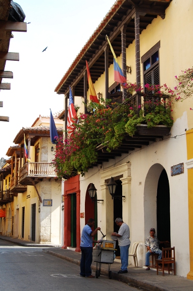 Breakfast in the historic center of Cartagena, Colombia