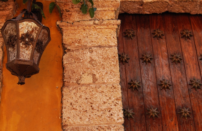 Door detail in the historic center of Cartagena, Colombia