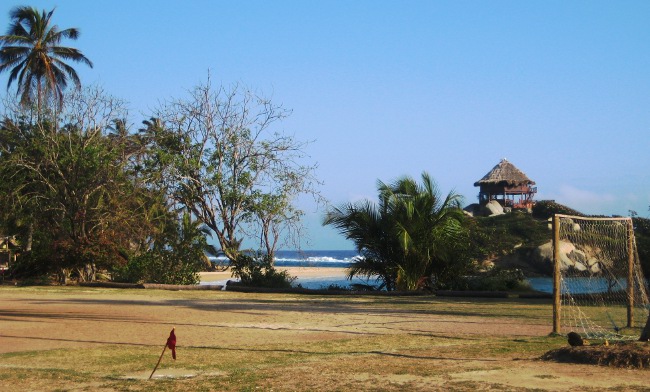 Soccer field in Cabo Beach campground, Parque Nacional Tayrona, Colombia